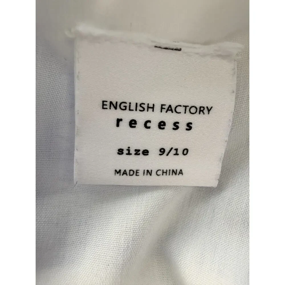 English Factory Recess Girls Blue White Gingham Check Peplum Dress Size 9/10